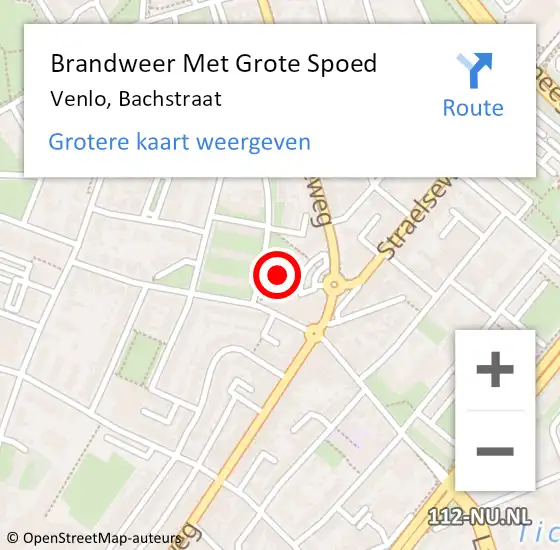 Locatie op kaart van de 112 melding: Brandweer Met Grote Spoed Naar Venlo, Bachstraat op 26 maart 2024 10:47