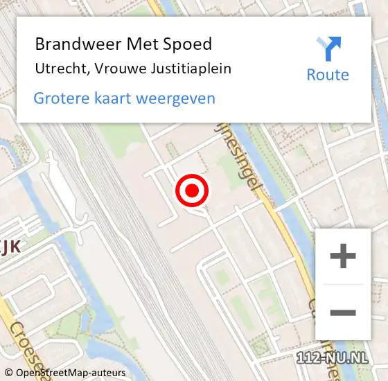 Locatie op kaart van de 112 melding: Brandweer Met Spoed Naar Utrecht, Vrouwe Justitiaplein op 26 maart 2024 10:48