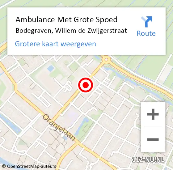 Locatie op kaart van de 112 melding: Ambulance Met Grote Spoed Naar Bodegraven, Willem de Zwijgerstraat op 26 maart 2024 10:51