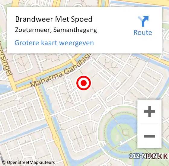 Locatie op kaart van de 112 melding: Brandweer Met Spoed Naar Zoetermeer, Samanthagang op 26 maart 2024 10:53