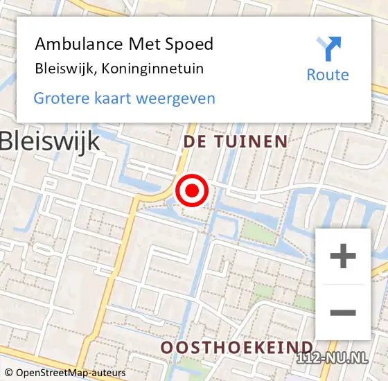 Locatie op kaart van de 112 melding: Ambulance Met Spoed Naar Bleiswijk, Koninginnetuin op 26 maart 2024 11:06