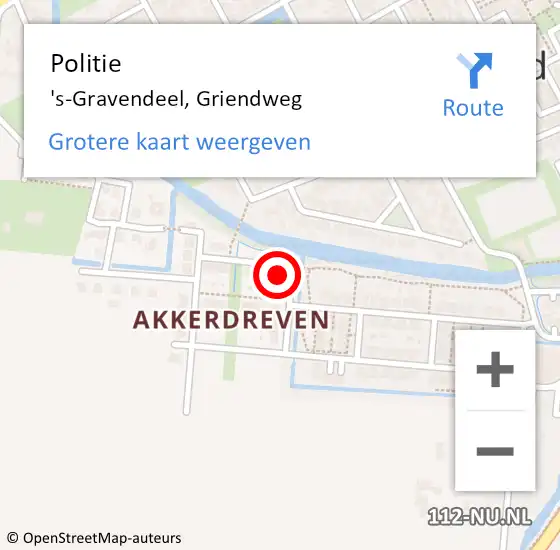 Locatie op kaart van de 112 melding: Politie 's-Gravendeel, Griendweg op 26 maart 2024 11:46