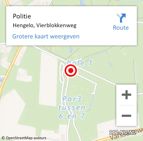 Locatie op kaart van de 112 melding: Politie Hengelo, Vierblokkenweg op 26 maart 2024 12:14