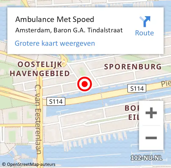 Locatie op kaart van de 112 melding: Ambulance Met Spoed Naar Amsterdam, Baron G.A. Tindalstraat op 26 maart 2024 12:23