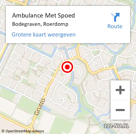 Locatie op kaart van de 112 melding: Ambulance Met Spoed Naar Bodegraven, Roerdomp op 26 maart 2024 12:46