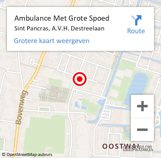 Locatie op kaart van de 112 melding: Ambulance Met Grote Spoed Naar Sint Pancras, A.V.H. Destreelaan op 26 maart 2024 12:46