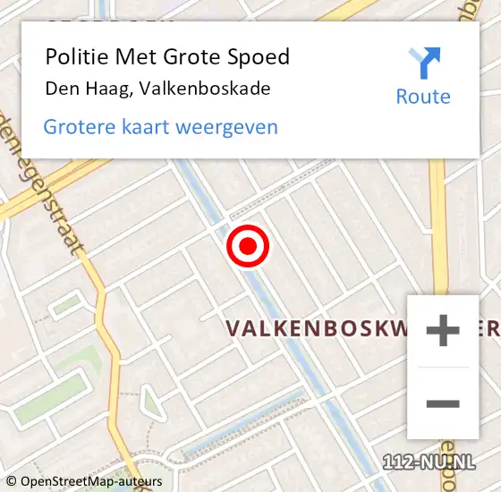 Locatie op kaart van de 112 melding: Politie Met Grote Spoed Naar Den Haag, Valkenboskade op 26 maart 2024 12:53