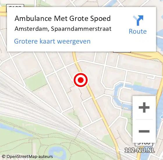 Locatie op kaart van de 112 melding: Ambulance Met Grote Spoed Naar Amsterdam, Spaarndammerstraat op 26 maart 2024 12:56