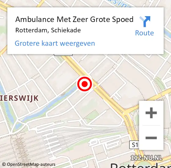 Locatie op kaart van de 112 melding: Ambulance Met Zeer Grote Spoed Naar Rotterdam, Schiekade op 26 maart 2024 12:58