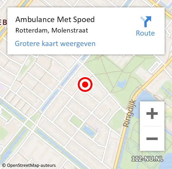 Locatie op kaart van de 112 melding: Ambulance Met Spoed Naar Rotterdam, Molenstraat op 26 maart 2024 13:13