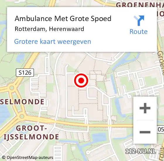 Locatie op kaart van de 112 melding: Ambulance Met Grote Spoed Naar Rotterdam, Herenwaard op 26 maart 2024 13:22