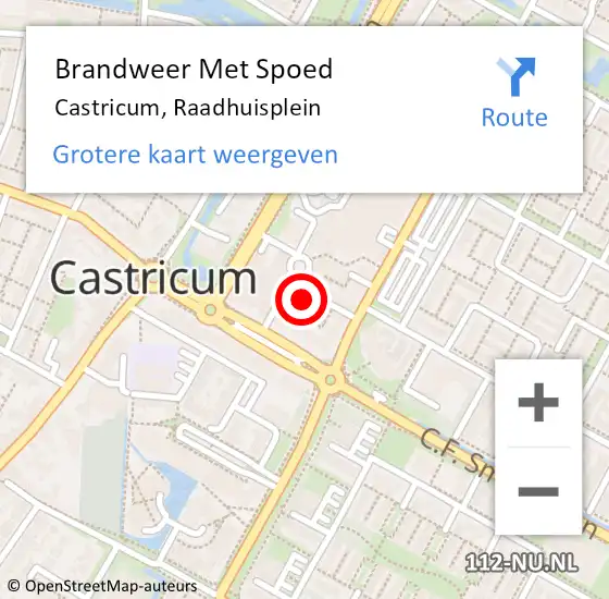Locatie op kaart van de 112 melding: Brandweer Met Spoed Naar Castricum, Raadhuisplein op 26 maart 2024 13:44