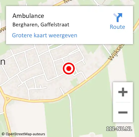 Locatie op kaart van de 112 melding: Ambulance Bergharen, Gaffelstraat op 30 september 2014 11:12