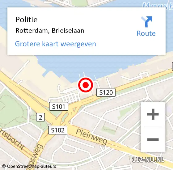 Locatie op kaart van de 112 melding: Politie Rotterdam, Brielselaan op 26 maart 2024 14:01