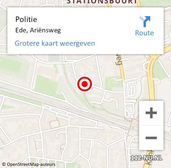 Locatie op kaart van de 112 melding: Politie Ede, Ariënsweg op 26 maart 2024 14:17