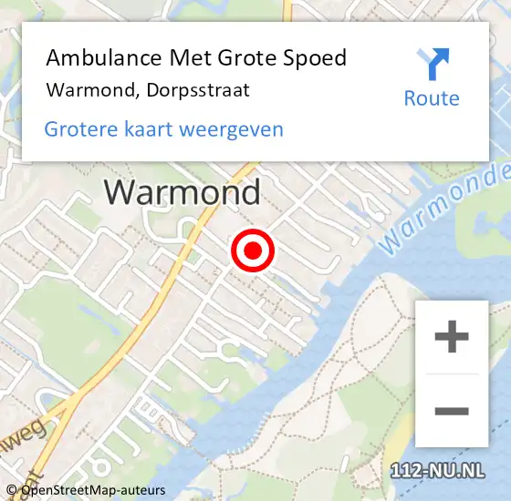 Locatie op kaart van de 112 melding: Ambulance Met Grote Spoed Naar Warmond, Dorpsstraat op 26 maart 2024 14:22
