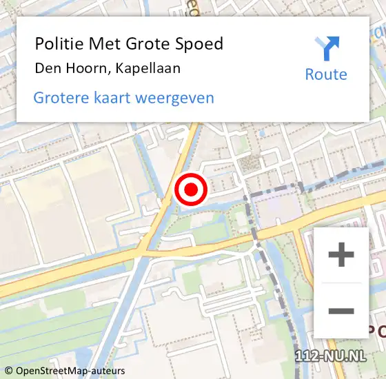 Locatie op kaart van de 112 melding: Politie Met Grote Spoed Naar Den Hoorn, Kapellaan op 26 maart 2024 14:25