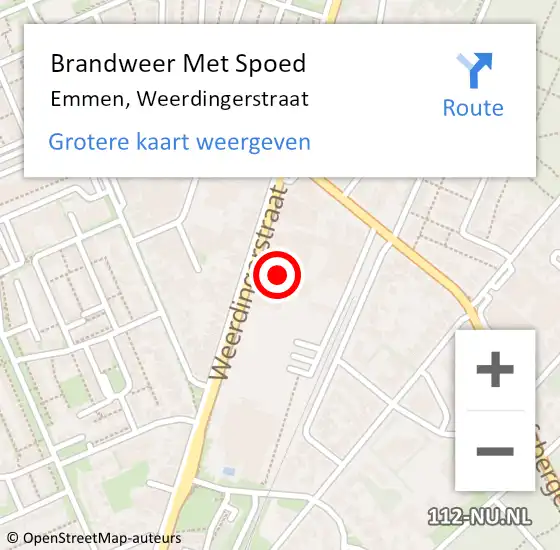 Locatie op kaart van de 112 melding: Brandweer Met Spoed Naar Emmen, Weerdingerstraat op 26 maart 2024 14:32