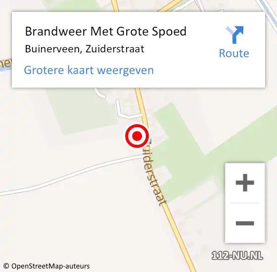 Locatie op kaart van de 112 melding: Brandweer Met Grote Spoed Naar Buinerveen, Zuiderstraat op 26 maart 2024 14:33