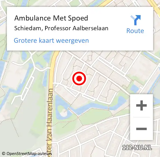 Locatie op kaart van de 112 melding: Ambulance Met Spoed Naar Schiedam, Professor Aalberselaan op 26 maart 2024 14:37