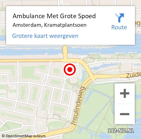 Locatie op kaart van de 112 melding: Ambulance Met Grote Spoed Naar Amsterdam, Kramatplantsoen op 26 maart 2024 14:51
