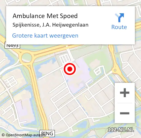 Locatie op kaart van de 112 melding: Ambulance Met Spoed Naar Spijkenisse, J.A. Heijwegenlaan op 26 maart 2024 14:54