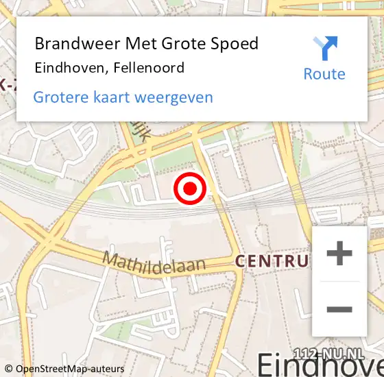 Locatie op kaart van de 112 melding: Brandweer Met Grote Spoed Naar Eindhoven, Fellenoord op 26 maart 2024 14:59
