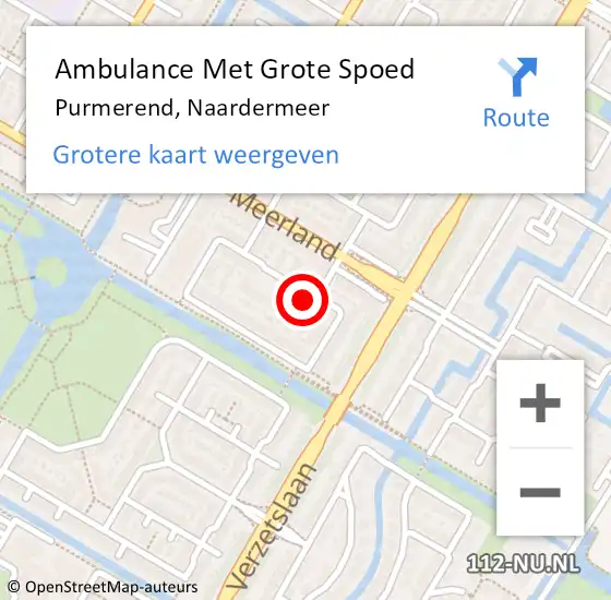 Locatie op kaart van de 112 melding: Ambulance Met Grote Spoed Naar Purmerend, Naardermeer op 26 maart 2024 15:13