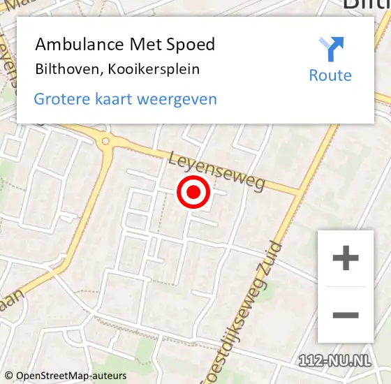 Locatie op kaart van de 112 melding: Ambulance Met Spoed Naar Bilthoven, Kooikersplein op 30 september 2014 11:25