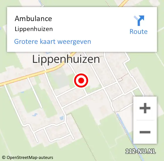 Locatie op kaart van de 112 melding: Ambulance Lippenhuizen op 26 maart 2024 15:23