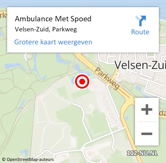 Locatie op kaart van de 112 melding: Ambulance Met Spoed Naar Velsen-Zuid, Parkweg op 26 maart 2024 15:36