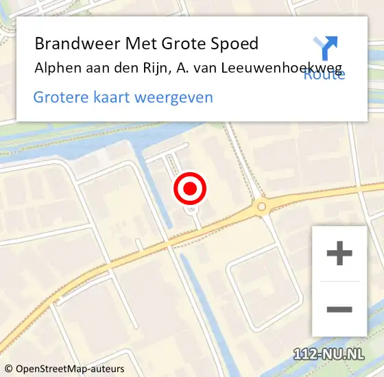 Locatie op kaart van de 112 melding: Brandweer Met Grote Spoed Naar Alphen aan den Rijn, A. van Leeuwenhoekweg op 26 maart 2024 15:59