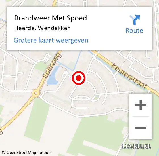 Locatie op kaart van de 112 melding: Brandweer Met Spoed Naar Heerde, Wendakker op 26 maart 2024 16:01