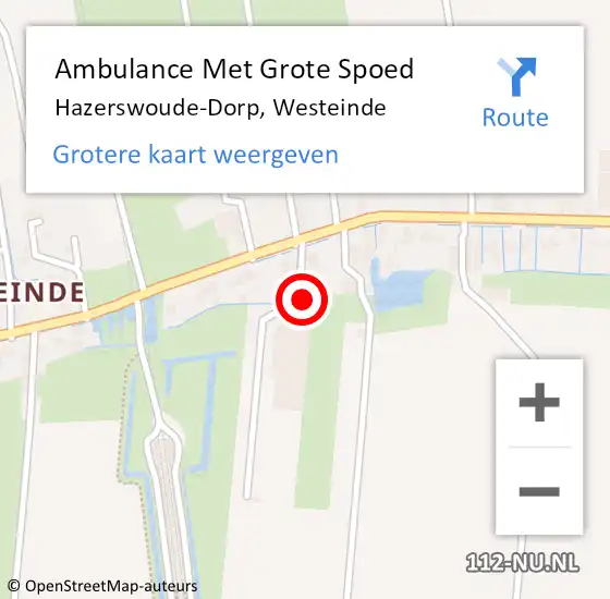 Locatie op kaart van de 112 melding: Ambulance Met Grote Spoed Naar Hazerswoude-Dorp, Westeinde op 26 maart 2024 16:10