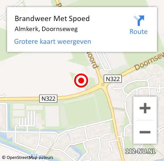 Locatie op kaart van de 112 melding: Brandweer Met Spoed Naar Almkerk, Doornseweg op 26 maart 2024 16:13