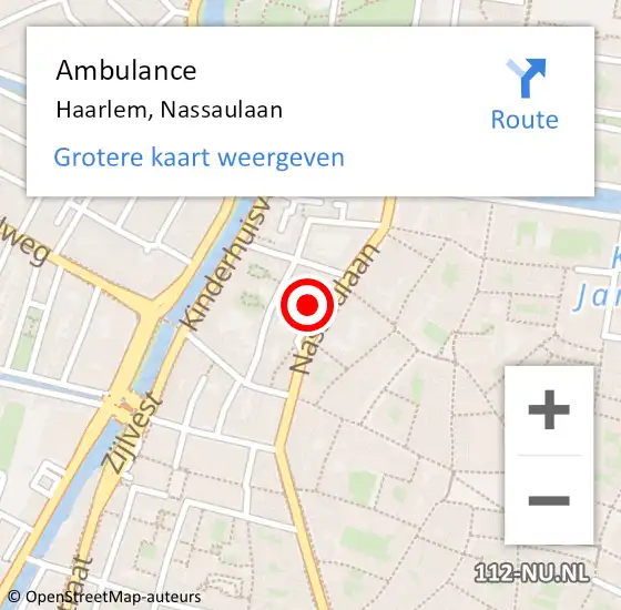 Locatie op kaart van de 112 melding: Ambulance Haarlem, Nassaulaan op 26 maart 2024 16:38