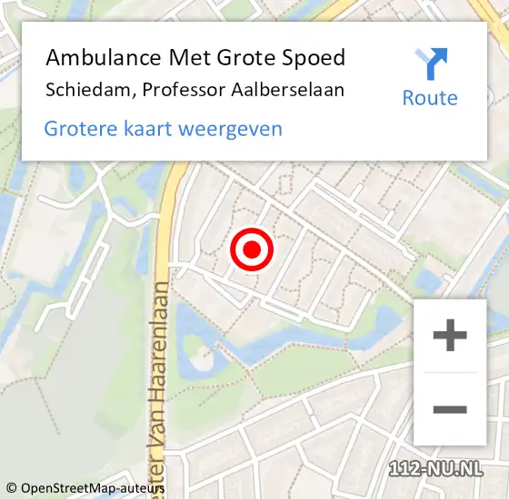 Locatie op kaart van de 112 melding: Ambulance Met Grote Spoed Naar Schiedam, Professor Aalberselaan op 26 maart 2024 16:48