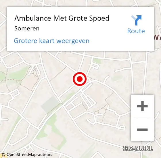 Locatie op kaart van de 112 melding: Ambulance Met Grote Spoed Naar Someren op 26 maart 2024 17:16