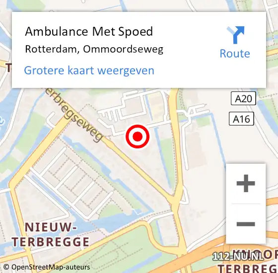 Locatie op kaart van de 112 melding: Ambulance Met Spoed Naar Rotterdam, Ommoordseweg op 26 maart 2024 17:20