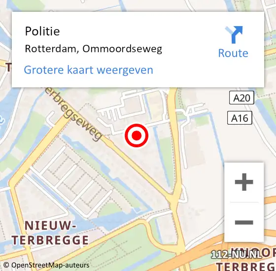 Locatie op kaart van de 112 melding: Politie Rotterdam, Ommoordseweg op 26 maart 2024 17:21