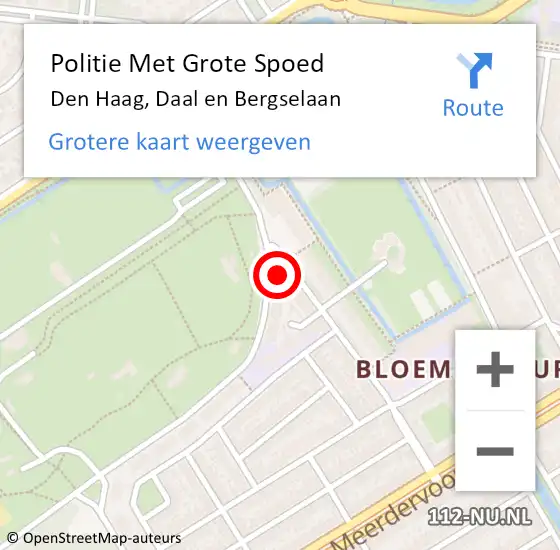 Locatie op kaart van de 112 melding: Politie Met Grote Spoed Naar Den Haag, Daal en Bergselaan op 26 maart 2024 17:30