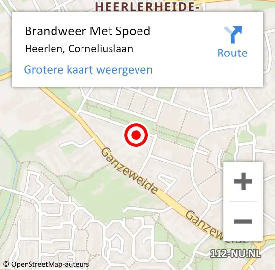 Locatie op kaart van de 112 melding: Brandweer Met Spoed Naar Heerlen, Corneliuslaan op 26 maart 2024 17:55