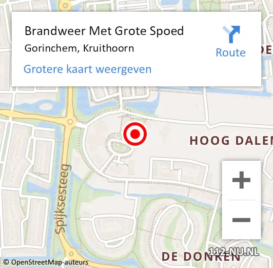 Locatie op kaart van de 112 melding: Brandweer Met Grote Spoed Naar Gorinchem, Kruithoorn op 26 maart 2024 17:59