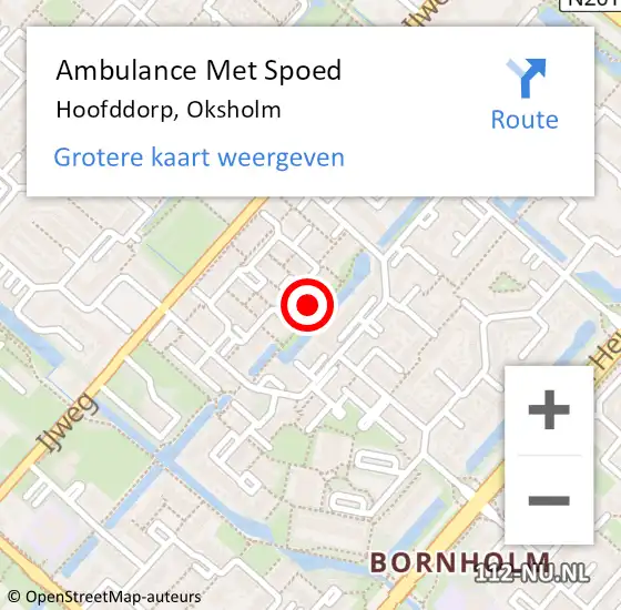 Locatie op kaart van de 112 melding: Ambulance Met Spoed Naar Hoofddorp, Oksholm op 26 maart 2024 18:06