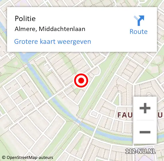 Locatie op kaart van de 112 melding: Politie Almere, Middachtenlaan op 26 maart 2024 18:19