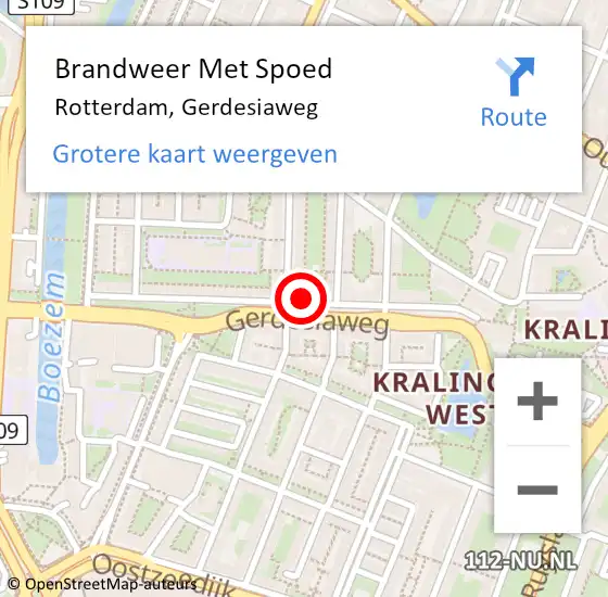 Locatie op kaart van de 112 melding: Brandweer Met Spoed Naar Rotterdam, Gerdesiaweg op 26 maart 2024 18:22