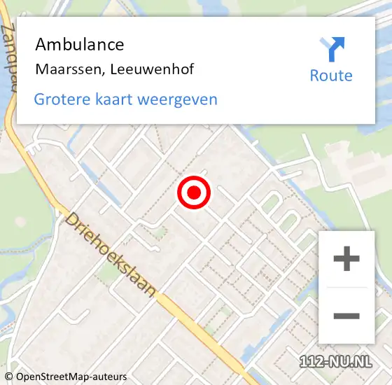 Locatie op kaart van de 112 melding: Ambulance Maarssen, Leeuwenhof op 30 september 2014 11:48