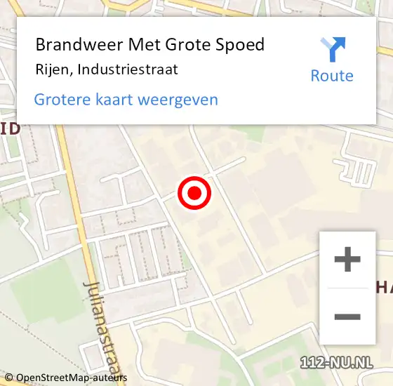 Locatie op kaart van de 112 melding: Brandweer Met Grote Spoed Naar Rijen, Industriestraat op 26 maart 2024 19:44
