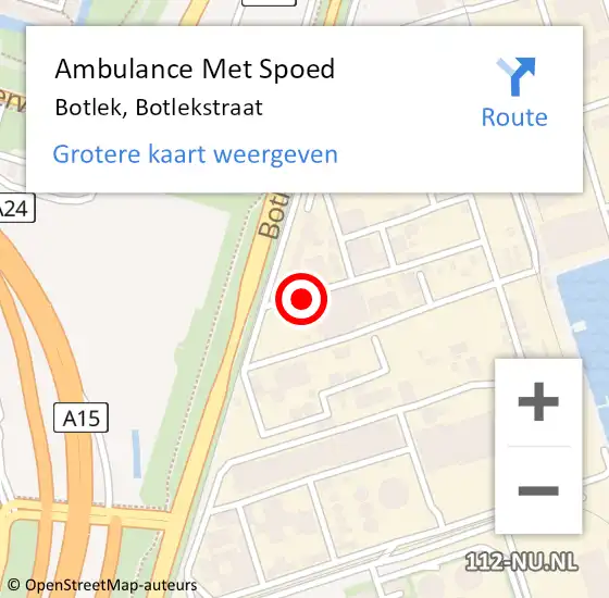 Locatie op kaart van de 112 melding: Ambulance Met Spoed Naar Botlek, Botlekstraat op 30 september 2014 11:57