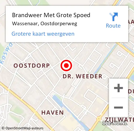 Locatie op kaart van de 112 melding: Brandweer Met Grote Spoed Naar Wassenaar, Oostdorperweg op 26 maart 2024 20:26